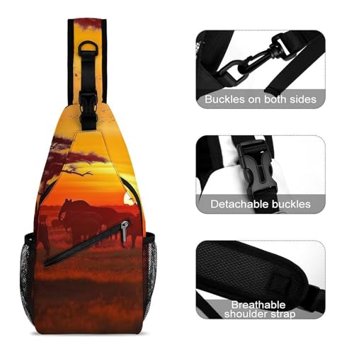 Mochila deportiva tipo sling African Animal Sunset miniatura 3