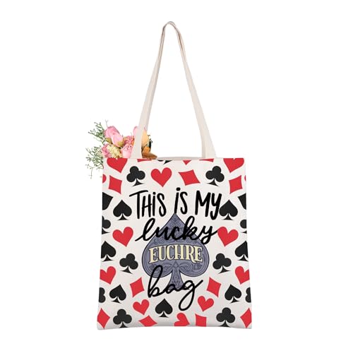 Bolso tote para jugadores de Euchre, con mensaje divertido, de algodón, para mujer miniatura 1