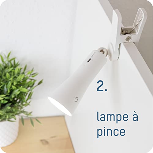 Lampe de bureau à LED à intensité variable en continu et commande tactile à pince Blanche - 4