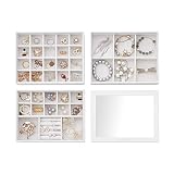 Vlando Stackable Jewelry Tray - Multipurpose Desktop Drawer Chest Jewelry Accessories Display Storag