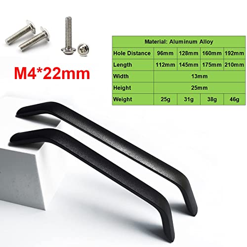 Qrity Pack of 20 Black Kitchen Cupboard Handles, 192 mm Hole Centers Bow Pulls, Modern Furniture Drawer Pull Handle - Image 2