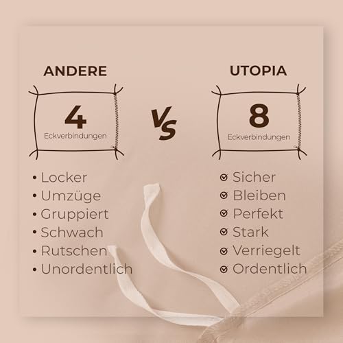Utopia Bedding Bettwäsche 155x220 - Mikrofaser Bettbezug 155x220 cm + 2 Kissenbezüge 80x80 cm - Beige 4