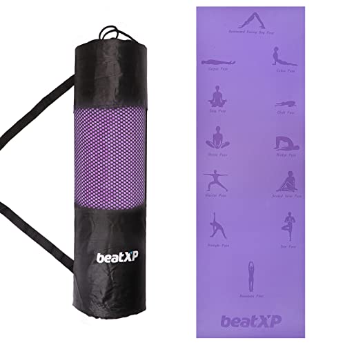 Beatxp Purple Color Yoga Asan Mat With Free Bag (6Mm) Non Slip Extra Thick, High Resilience For Home & Gym Fitness Workouts Ideal For Men And Women