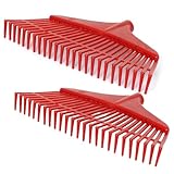 pokm toolsmarket - 2 STK. Rechen 42 cm – Kunststoff Laubrechen 29 Zinken Gartenrechen für Stiel Ø 27mm, für Erde Kompost Gartenrechen Set ohne Stiel