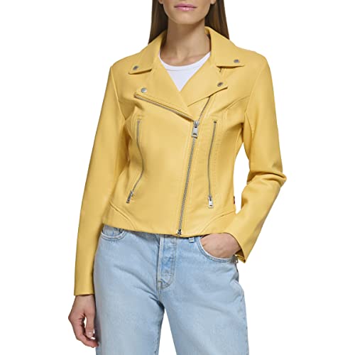 Levi's Women's Vegan Leather 538 Moto Jacket, Amber/Cream, Small