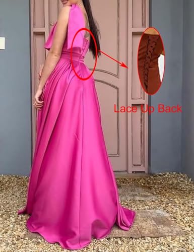 One Shoulder Bridesmaid Dress with Pockets Satin Long Prom Dress A Line Cocktail Party Gown BS2163