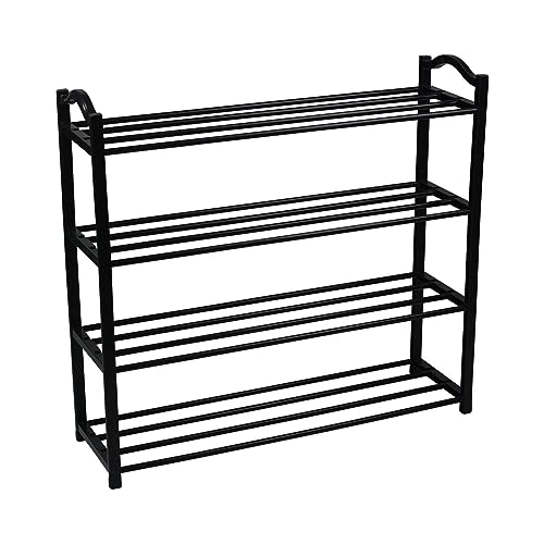 THINIA HOME Zapatero Metálico Negro con 4 Baldas 62x63x20cm