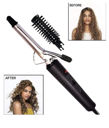 Image of The People's Choice Hair Curler Machine for Women, 2-in-1 Curling Iron and Hair Styler with Detachable Volumizer Brush Sleeve, Safety Cool Tip & No-Tangle Swivel Cord