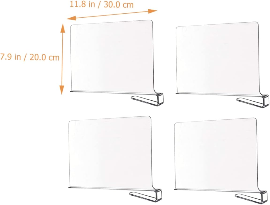 Garneck Shelf Dividers for Closet 4 Pack Transparent Heavy Duty Round Corners Perfect for Storage