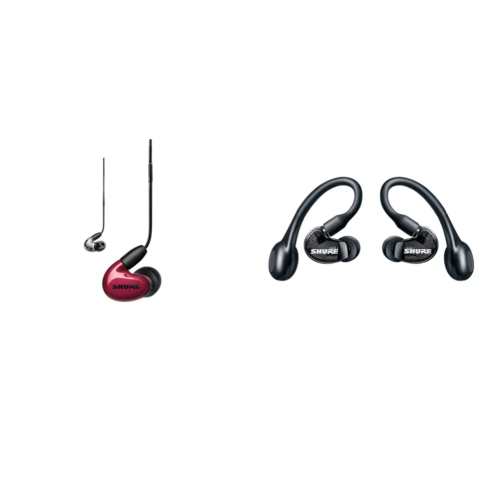 Shure AONIC 5 True Wireless Earbuds Bundle with SE535 Sound Isolating Earphones + RMCE-TW2 Bluetooth Adapter, Hi-Def Sound + Natural Bass, Three Drivers, Secure in-Ear Fit, Durable Quality - Red