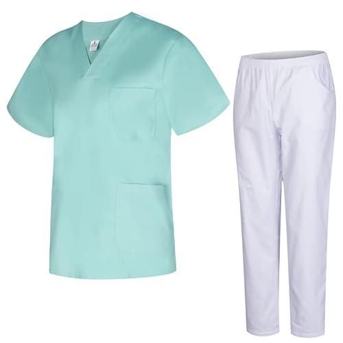 MISEMIYA - Unisex-Schrubb-Set - Medizinische Uniform mit Oberteil und Hose 817-8312-BLANCO - Medium, Türkis