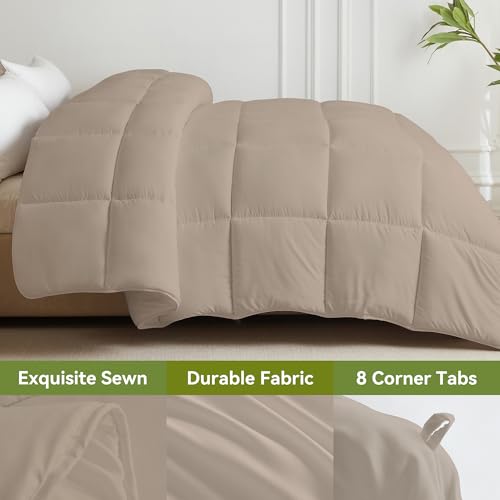 Image of L LOVSOUL Down Alternative Comforter King Size Duvet Insert,All Season Duvet Insert with Corner Tabs,Beige Comforter King 106x90Inches
