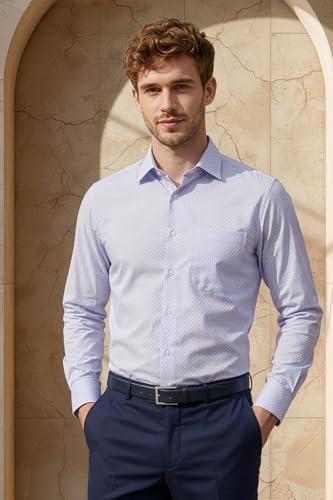 Image of Louis Philippe Men's Slim Fit Easy to Iron Everyday wear Premium Cotton Full Sleeve Textured Formal Shirt