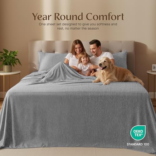 Image of Utopia Bedding Queen Sheet Set - 4 Piece Bed Sheets for Queen Size Bed, Soft and Breathable Microfiber, Includes 1 Fitted Sheet, 1 Flat Sheet and 2 Pillowcases (Heather Grey)