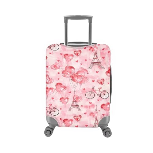 Image of Mumeson Eiffel Tower Heart Luggage Cover for Suitcase Protector Zipper Closure Baggage Case Protective Fit 18-32 inch Suitcase Elastic Covers