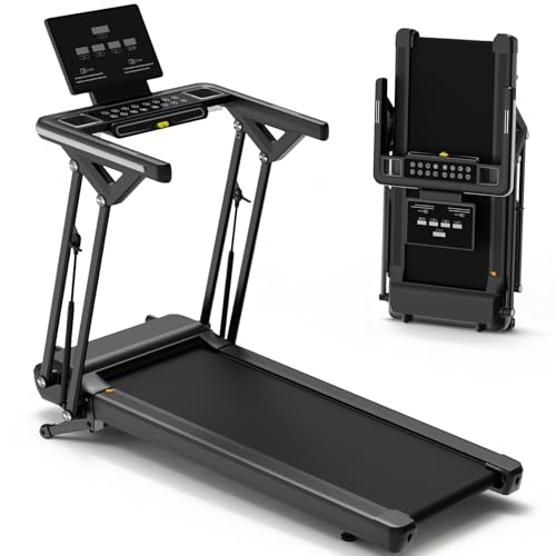 Image of Folding Treadmill with Electric Incline, 3.5 HP Motor, 300 lb Weight Capacity, Treadmill with Handrails, LED Display and MP3 Speaker, Compact Treadmill for Home and Office, No Assembly Required