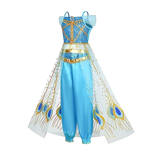 Zalooriy Jasmine Costume For Girls Princess Dress Kids Birthday Party Jasmine Cosplay Outfit thumb #1