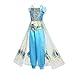 ZALOORIY Jasmine Costume for Girls Princess Dress Kids Birthday Party Jasmine Cosplay Outfit (Blue, 4-5T)