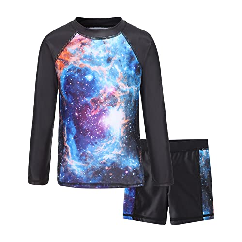 Image of Girls Rash Guard Set for Girls Long Sleeve Swimsuits Hawaiian Two Piece Bathing Suits Swimwear Set