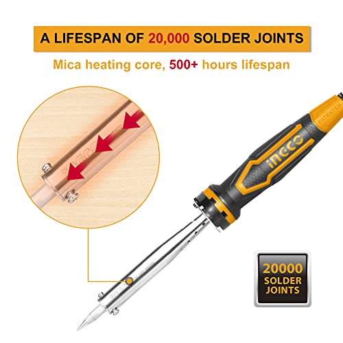 Image of INGCO Electric Soldering Iron, 100W, Preheat.Time:3~5minutes, Straight, Tip Head