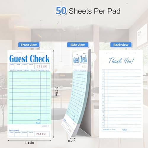 Carnet de Commande de Restaurant Vert : Blocs-Notes de Serveur 50 Feuilles