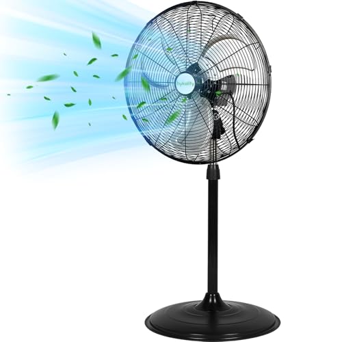 20' High Velocity Pedestal Oscillating Fan 5200 CFM 3-Speed Industrial, with Aluminum Blades, Heavy...
