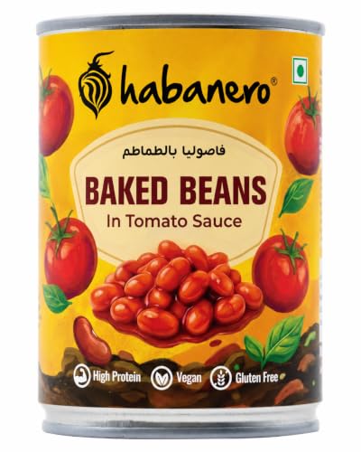 Image of Habanero Baked Beans in Tomato Sauce | Ready to Eat Baked Beans | High Protein & High Fibre | Breakfast Beans | 400g