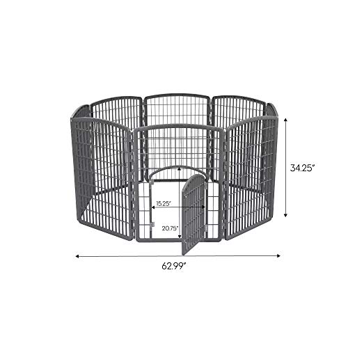 IRIS USA 34" Exercise 8-Panel Pet Playpen with Door, Dog Playpen, for Small, Medium, and Large Dogs, Keep Pets Secure, Easy Assemble, Rust-Free, Heavy-Duty Molded Plastic, Customizable, Gray - Image 8