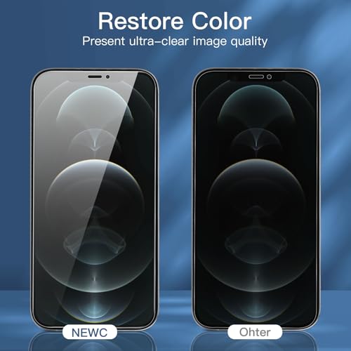 NEW'C 3 Pack Privacy for iPhone 12 Pro Max Screen Protector (6.7"), Enhanced 28-Degree Privacy Angle, Ultra Durable 9H Hardness, Bubble-Free