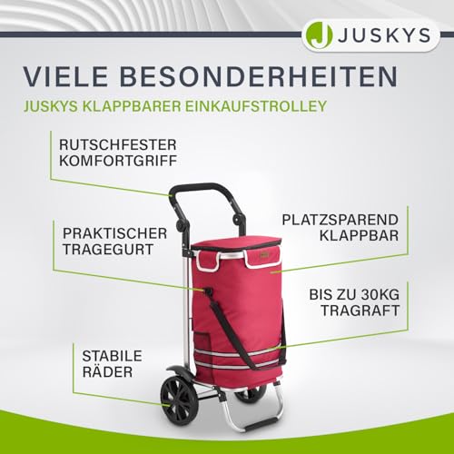 Juskys Einkaufstrolley 3in1 mit 2 Rollen für Shopping - 56 L Tasche abnehmbar - Trolley klappbar & modern - Sackkarre Einkaufsroller Rot – Bild 7