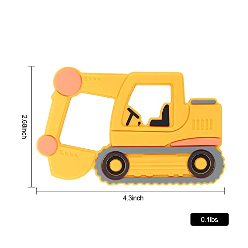 Image of Baby Silicone Teether,Sensory Chew Toys,BPA Free Soft and Effective Infant Teething Pain Relief Toys,Freezer Safe,Food Grade Silicone,Best Shower Gift for Boys and Girls (Yellow Excavator)