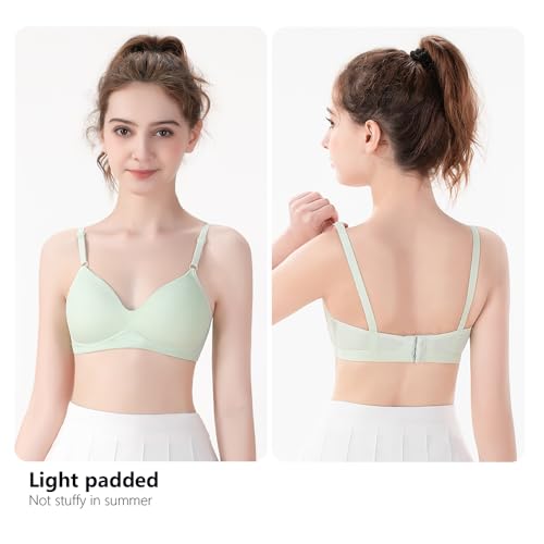 Girls Training Bras for Teens Ages 12-14 14-16 16-18 Years Kids Teen Bra Cotton Wireless Adjustable Straps 4-Pack2