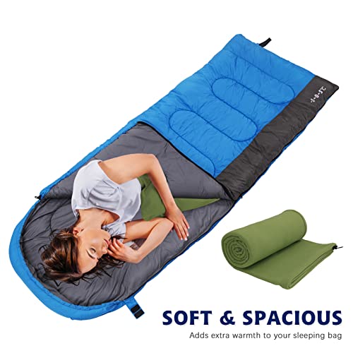 Arctic Lemmings Fleece Sleeping Bag Liner, 75" Long Zipper Microfiber Fleece Travel Single Sleeping Bag Camping Blanket, Indoor Outdoor Blanket For Adults & Children (Army Green) #TOP3