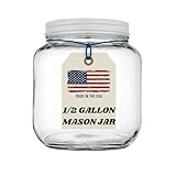 Half Gallon Glass Large Mason Jar Wide Mouth with Airtight Metal Lid - 1/2 Gallon (64oz) Capacity - Pickling, Storing and Canning- BPA-Free Dishwasher Safe- By Kitchentoolz - Made in USA