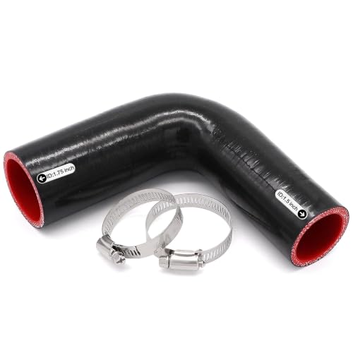 Image of 90 Degree ID 1.5inch to 1.75inch Elbow Coupler Silicone Hose 4-Ply with 2PCS Stainless Steel T-Bolt Clamp
