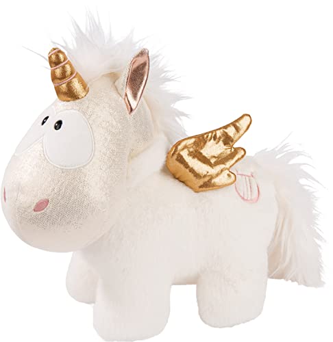 NICI 46374 Kuscheltier Angelia 32cm – Einhorn Plüschtier für Mädchen, Jungen & Babys – Flauschiges Stofftier zum Kuscheln & Spielen – Kuscheliges Schmusetier – Theodor & Friends, weiß/Gold, 32 cm