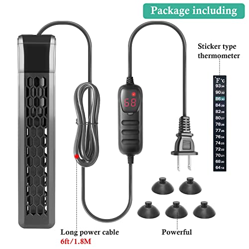 Hitop 200W Aquarium Ptc Heater With Controller: Digital Heater For Fish Tank And Turtle Tank 25-60Gallon thumb #4