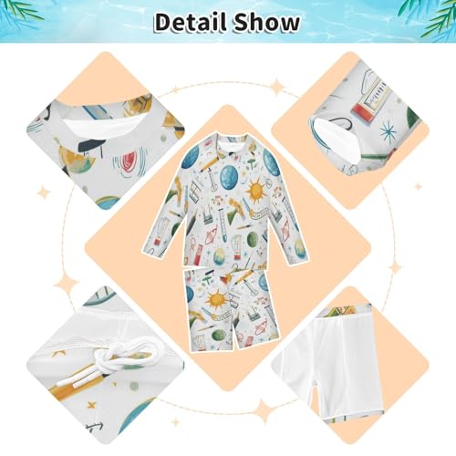 Chemistry Physical Science Boys Swimsuit Rash Guard Toddler Kids Long Sleeve Swim Shirt and Trunks Swimwear Set 3-10Y3