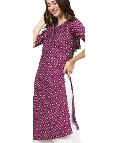 Image of Women's Straight Fit Printed Crepe Kurta, Casual Wear Kurti Design No 170