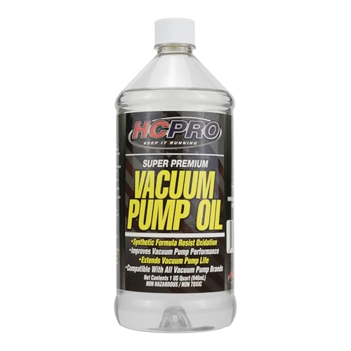 HCPRO Synthetic Vacuum Pump Oil Non-Misting Low Volatility High Purity Lubricant for HVAC AC Freeze Dryers & Industrial Pumps Extends Pump Life & Reduces Friction