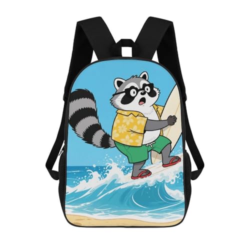 Funny Raccoon Backpack - Durable 600D Polyester, 17 Inch Backpack with Ergonomic Adjustable Straps, Lightweight Travel Bag for Men & Women