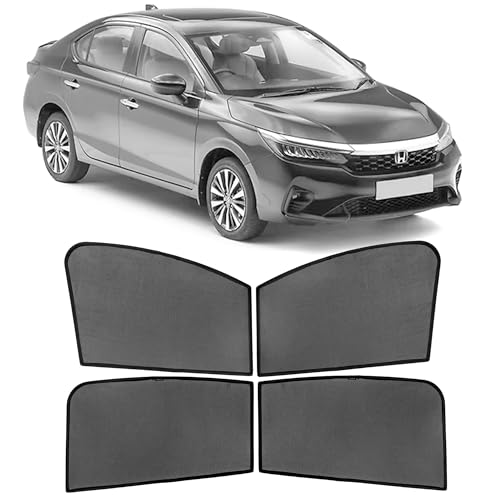 Image of AutoStory Custom Fit Non-Magnetic Cotton Mesh Car Sunshade for Honda City 2020-2026 | UV & Heat Protection Car Window Curtains | Privacy Car Sun Shade | Breathable Vehicle Specific Side Window Shades