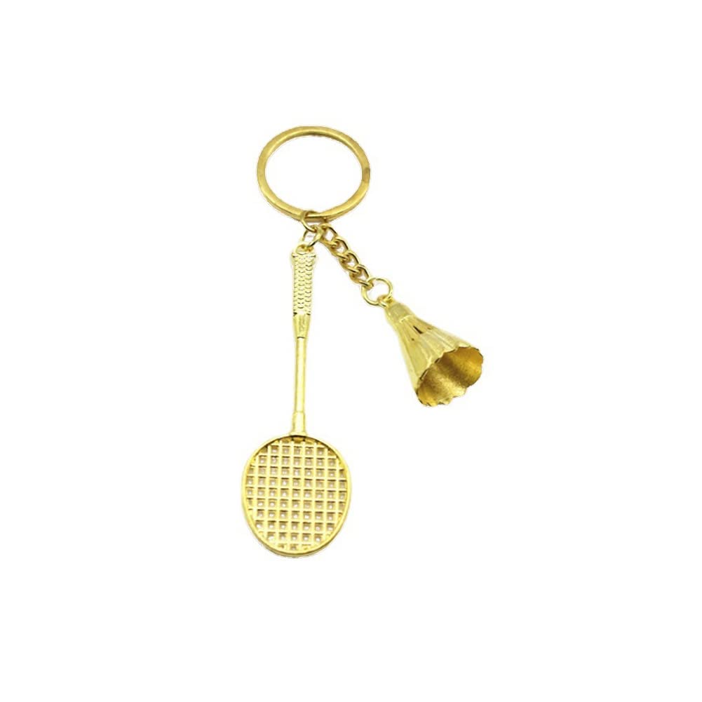 Arfuka Unisex Gold Keyring Badminton Pendant Keychain Metal Key Chain, Christmas/Birthday/Valentine's Day Gift For Men And Women