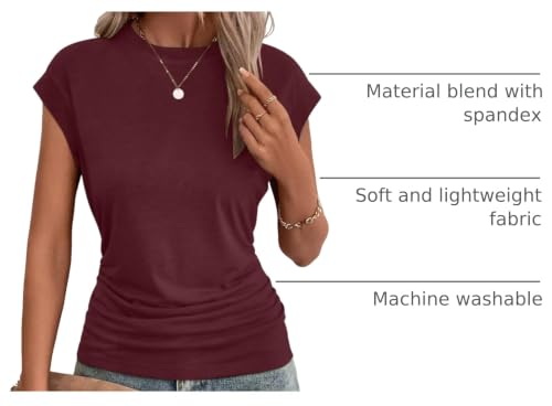 Image of Bliwov Womens Summer Tops Cap Sleeve Crew Neck Casual T Shirts