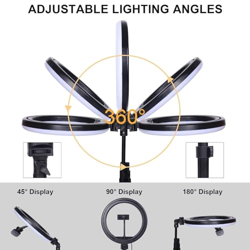Image of 10-inch Ring Light with Tripod Stand | 3 Color Modes | 10 Brightness Settings | 360 Rotation | Suitable for Mobile Phones & Camera, YouTube, Photoshoot, Videography and More