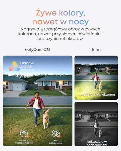 eufyCam C35, zewnętrzna kamera monitoringu, 1080p, bateria 180 dni, biały | Widzenie nocne,pamięć lokalna, bez abonament