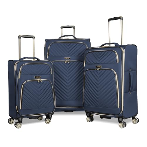 Image of Kenneth Cole REACTION Chelsea Chevron Quilted Luggage, Navy, 3-Piece Set (20 inch /24 inch /28 inch)