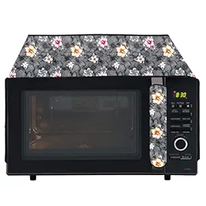 Wings Star Oven Top Cover for LG 21 Litre Convection Microwave Oven MC2146BL Black - Microwave Top Cover with 4 Utility Pockets and 1 Oven Handle Cover KUM87