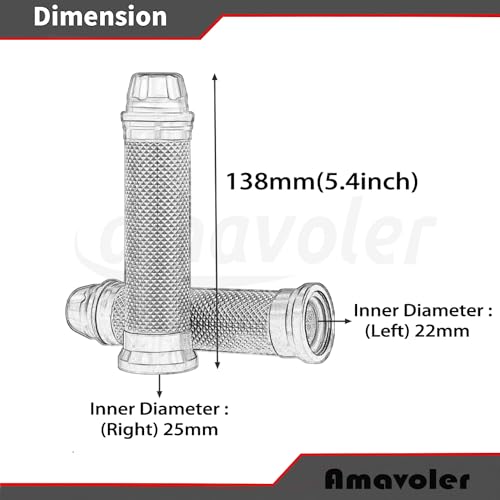 Image of Universal Motorcycle Handlebar Grips Fits for Motorcycles with 7 /8 inch Left Grip and 1 inch Right Sports Bike Chopper Cruiser Bike Etc.