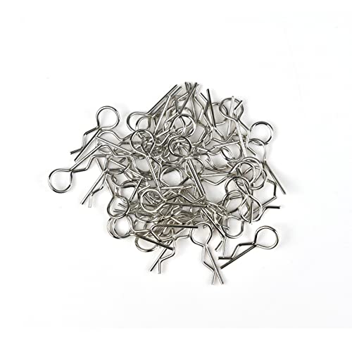Hosim 100pcs Durable Stainless Steel RC Car Body Clip Pins, 1.2mm Universal 1/8th 1/10th Scale RC Model Car Truck Buggy Boat Crawler Shell Clips Replacement for Redcat HSP Traxxas HPI Himoto(Silver)